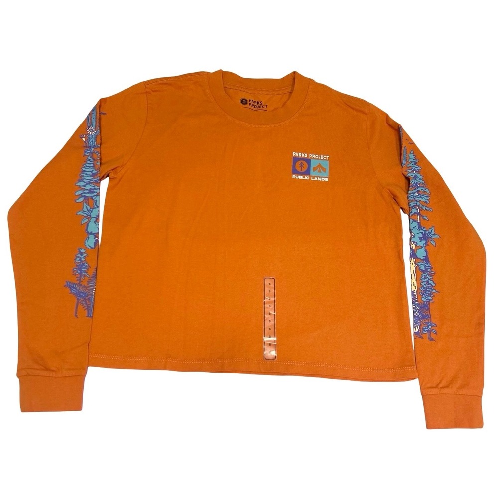 Parks Project Public Lands Graphic Boxy Long Sleeve T-Shirt Orange Sz S NWT